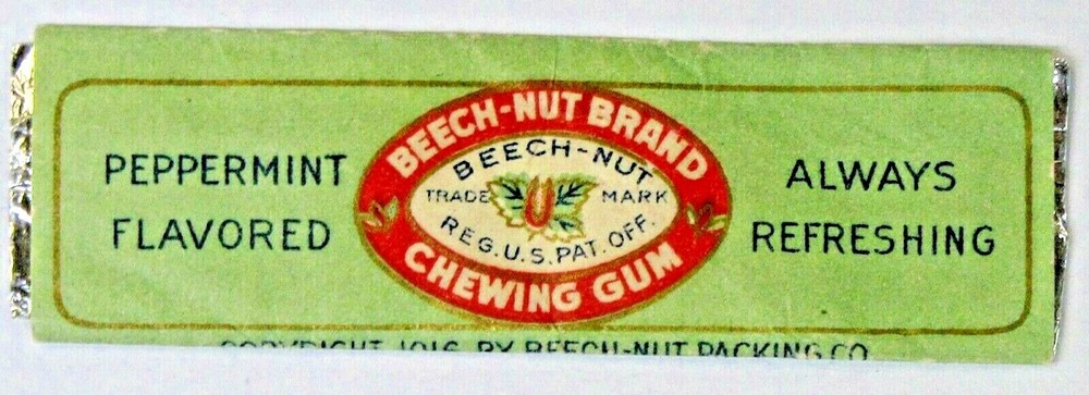 vintage BEECH NUT CHEWING GUM wrapper Peppermint wb