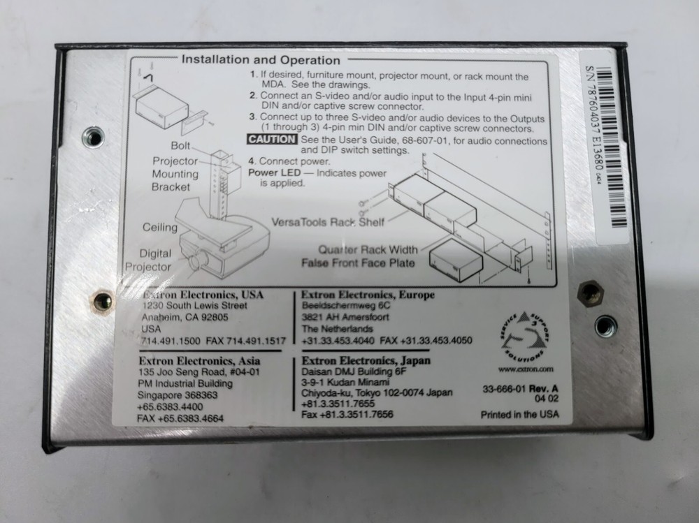 extron distribution amplifier 33-666-01/No Adapter