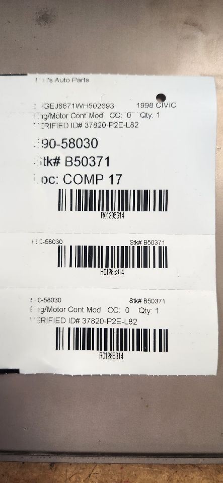 Engine ECM Electronic Control Module US Market CX Fits 98 CIVIC 1285314