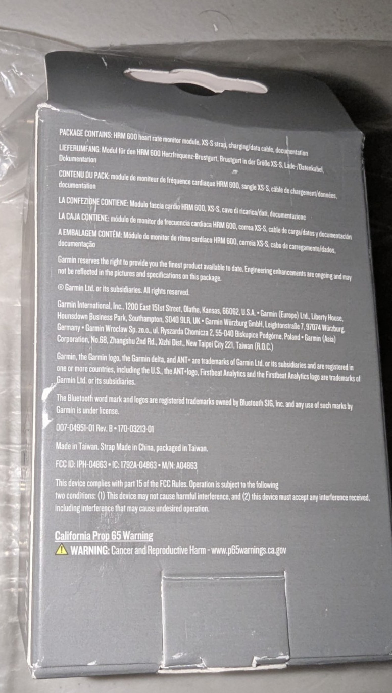 Garmin HRM 600 Heart Rate Monitor - XS-S