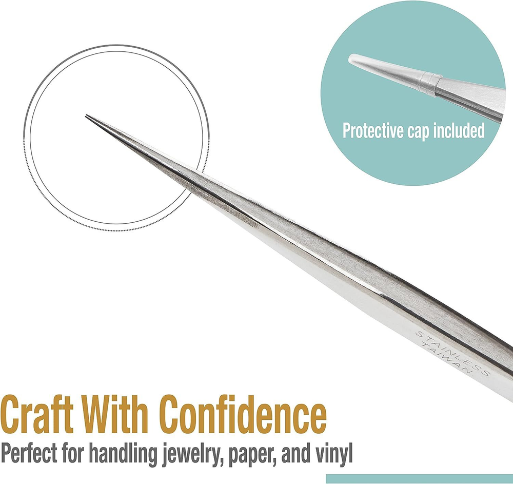 Beaditive High Precision Tweezers 3 Pack - 4.7" Craft for Silver