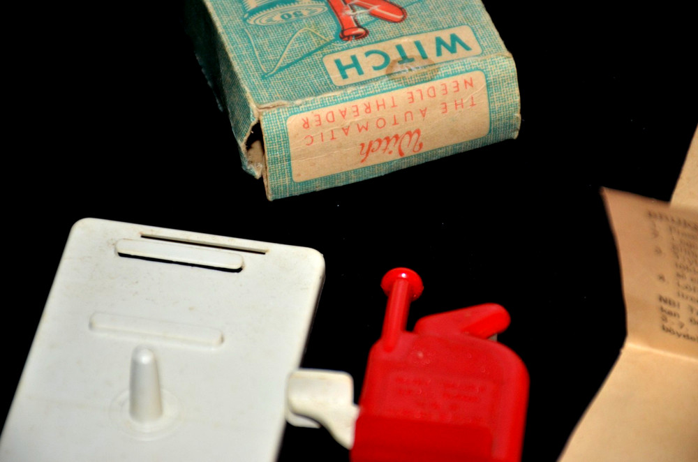 Vintage Witch Automatic Sewing Needle Threader Instructions and original box
