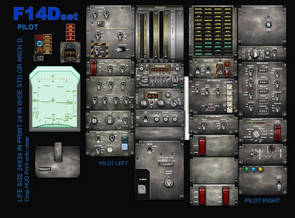F14D TOMCAT COCKPIT instrument panel CDkit