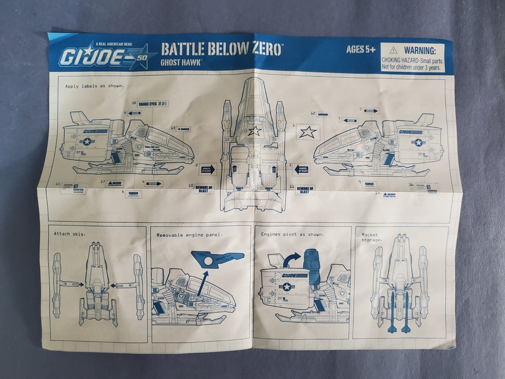 2014 Hasbro GI Joe Battle Below Zero Ghost Hawk Blueprint Instructions ONLY
