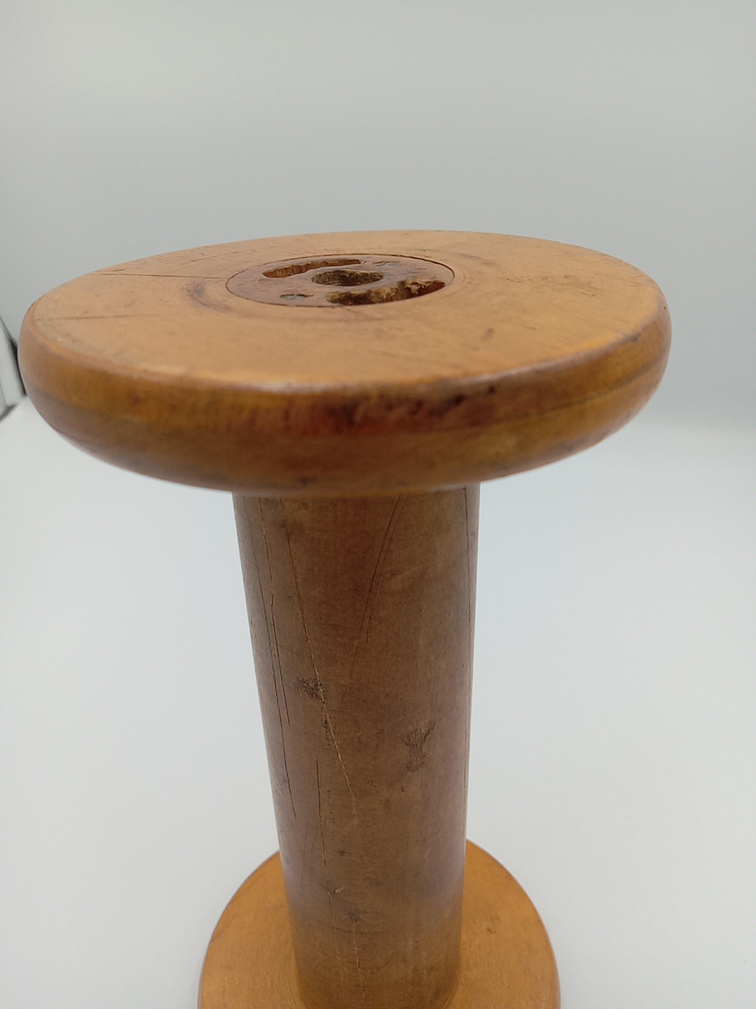 Antique Industrial Wooden Bobbin Spool (7" Height) (3.5" Diameter)