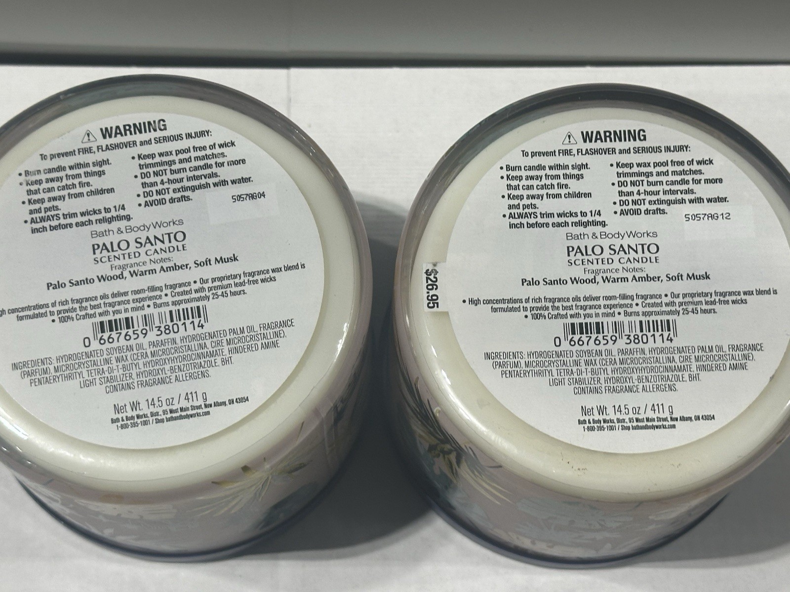 Bath & Body Works Palo Santo 3-Wick Candles x2 New SHIPS FREE