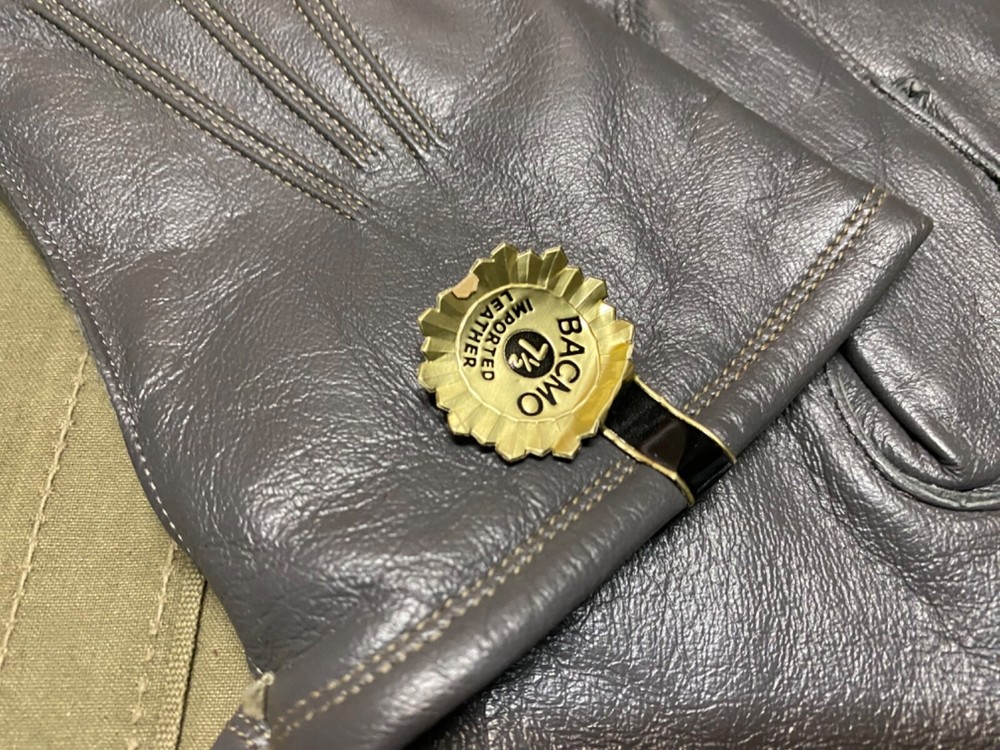 ORIGINAL WWII US ARMY OFFICER CUSTOM PX BOUGHT GREY LEATHER FIELD GLOVES-SMALL