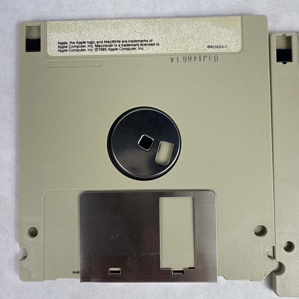 Vintage Apple Macintosh MacWrite And MacPaint Floppy Disks - 1985 - Untested