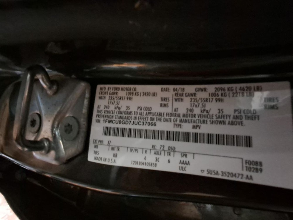 2018 Ford Escape 4.2 Screen Display - Used, Needs Reprogramming, No Code
