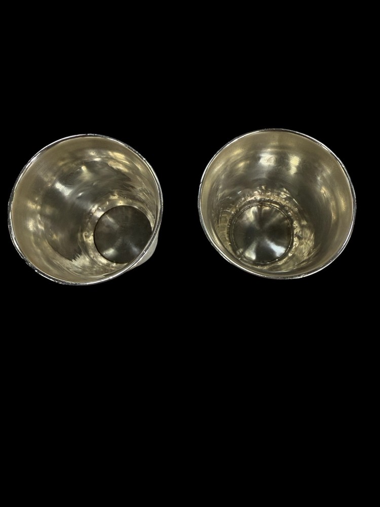 ANTIQUE RUSSIAN KIDDUSH CUPS PAIR SILVER 84 RUSSIAN