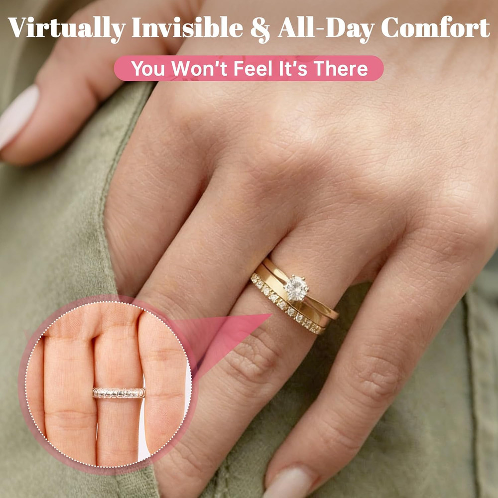 Ring Sizer Adjuster for Loose Rings – 12 Pack Invisible Ring Guards, Clear Ring