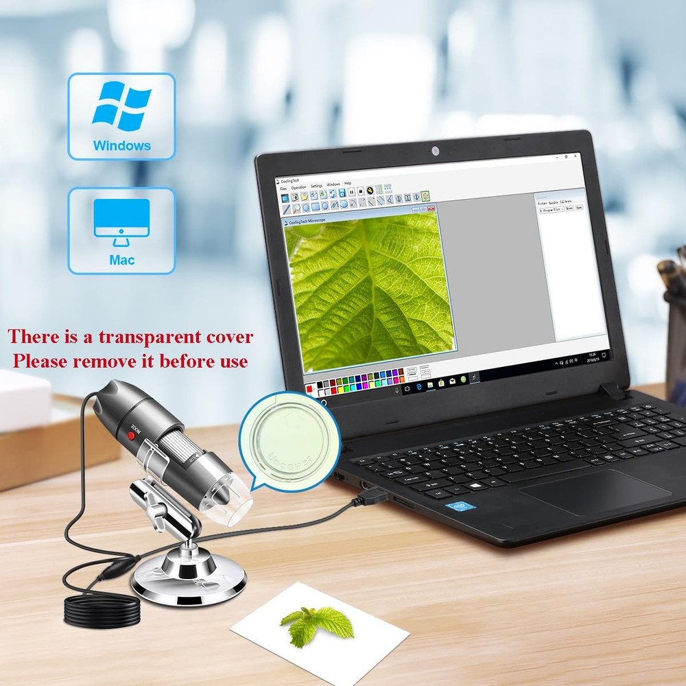 USB Microscope Camera with Stand - Compatible with Android Windows Linux Mac