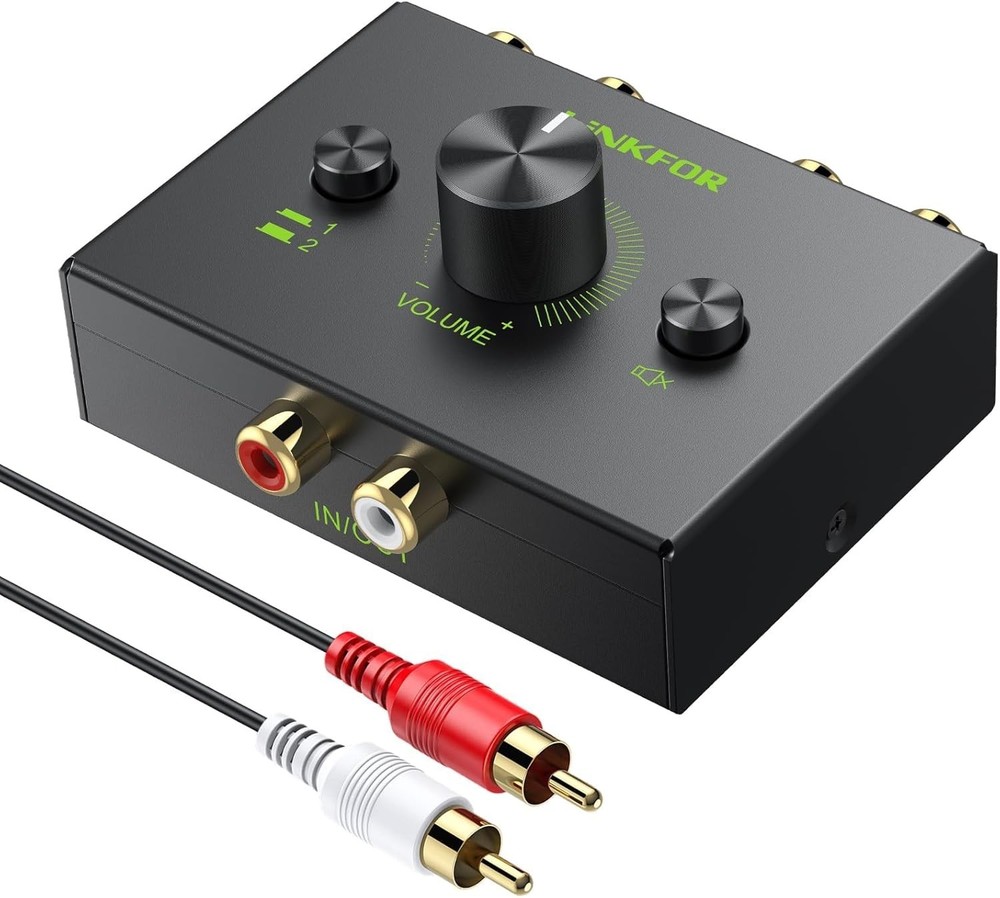 High-Quality RCA Stereo Switch with Built-In Volume Control & Simple Setup