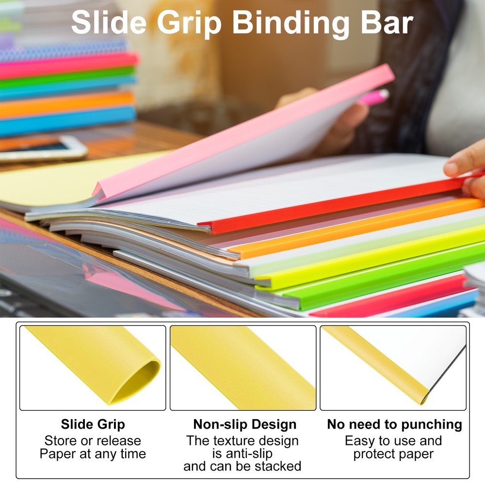 20Pcs 13x8mm Binding Bars, 50 Sheets Capacity, Yellow