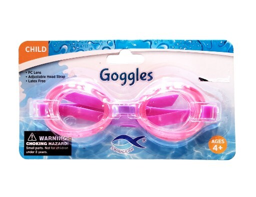 Child's Pink Swimming Goggles – Adjustable Strap, Soft Comfortable Fit