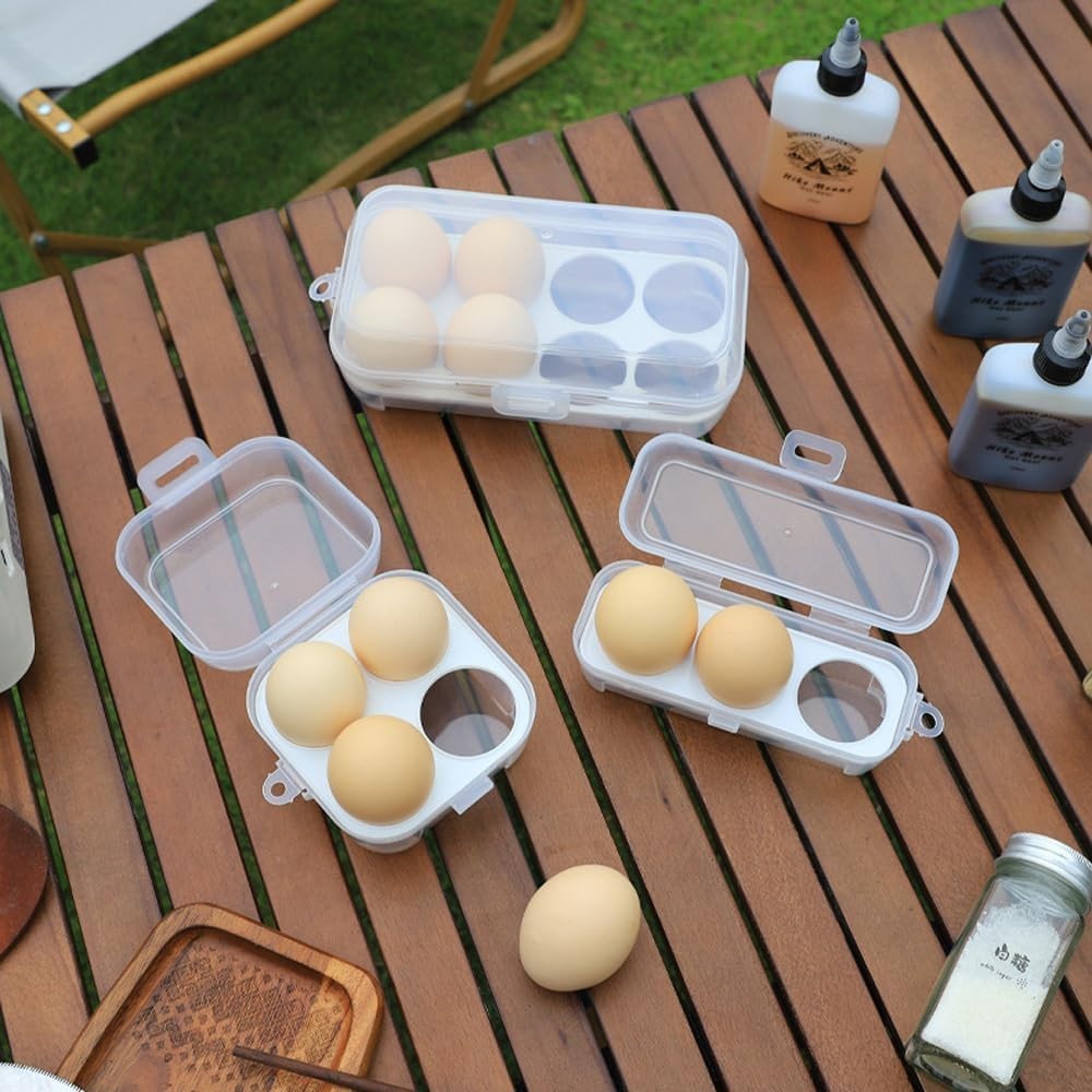 2 Pack Camping Egg Carrier 3 Grids Storage Container Portable Clear