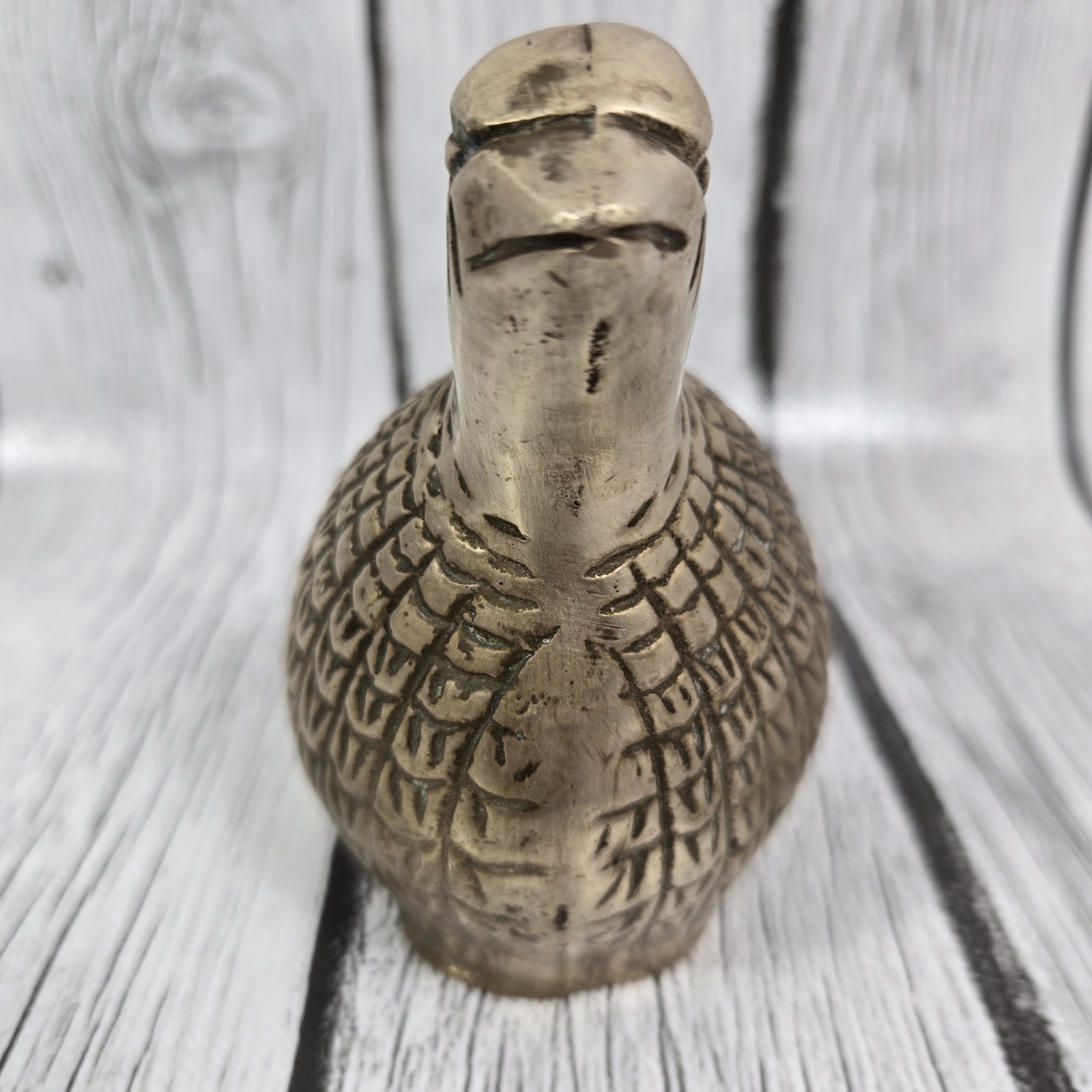 Vintage Brass Bird Figurine Partridge Quail Sitting Mid Century Modern MCM 4.5"