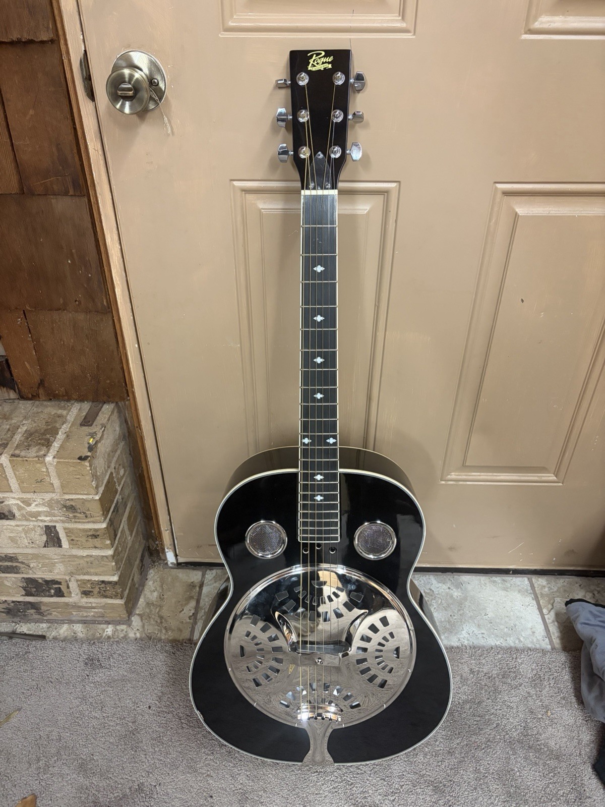 Rogue Black Single-Cone Resonator Guitar Biscuit Bridge Blues Slide Acoustic