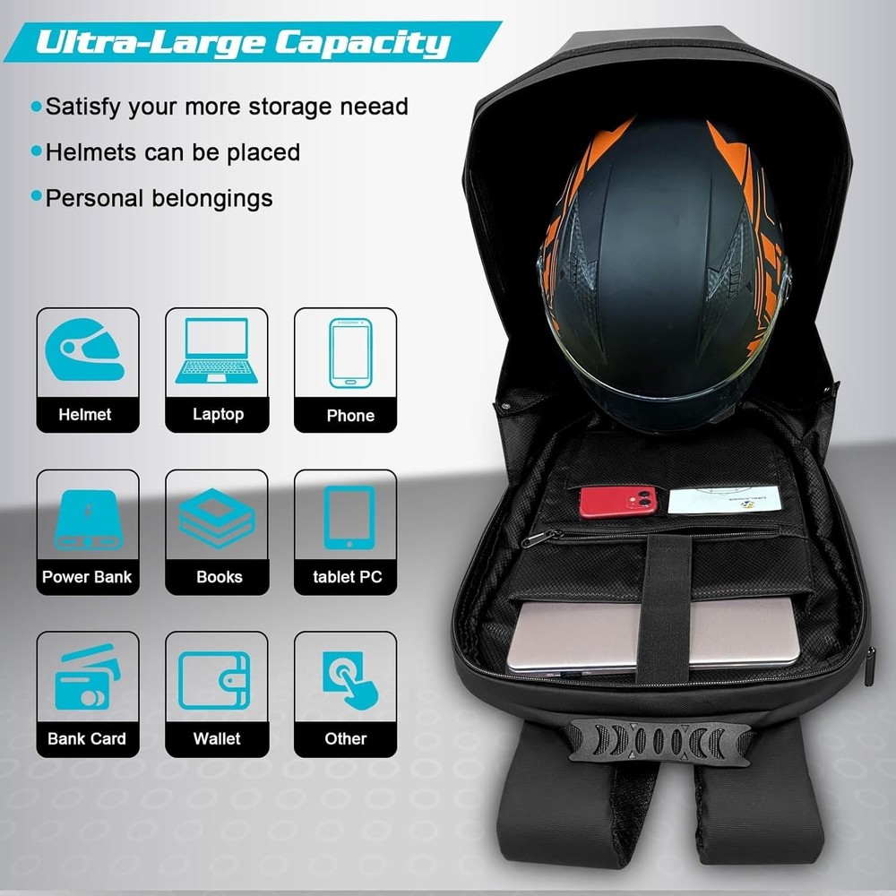 Motorcycle LED Knight Backpack DIY Programmable 3D Hard Shell Waterproof Laptop