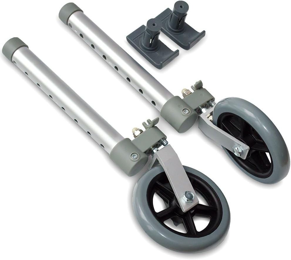 Swivel/Lock Walker 5" Front Wheels with Flexfit Walker Ski Glides 5-Inch Wheel