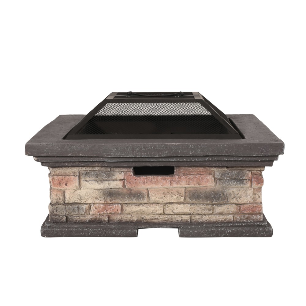 Square Wood-Burning Fire Pit with Protective Shield