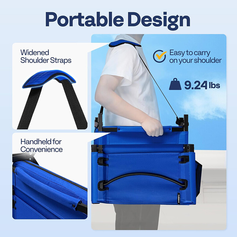 Height Adjustable High Back Stadium Seats 2 Pack Portable Bleacher Chairs Blue