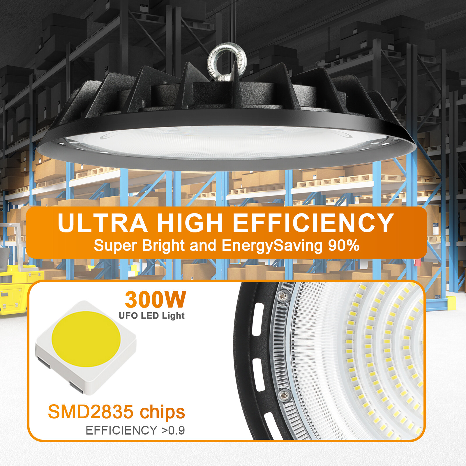 6 Pack 300W UFO Led High Bay Light Shop Industrial Commercial Factory Warehouse