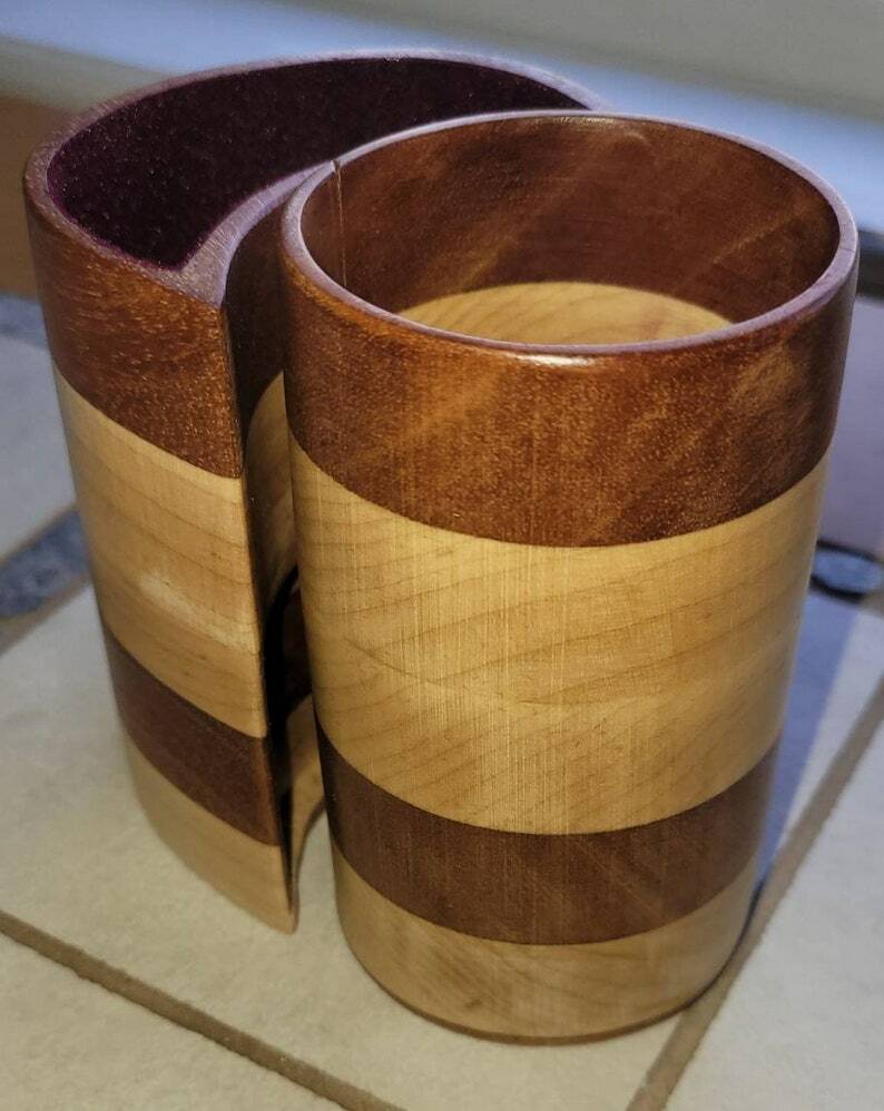 Handmade Solid Wood Small Desk Organizer Maple & Mahogany