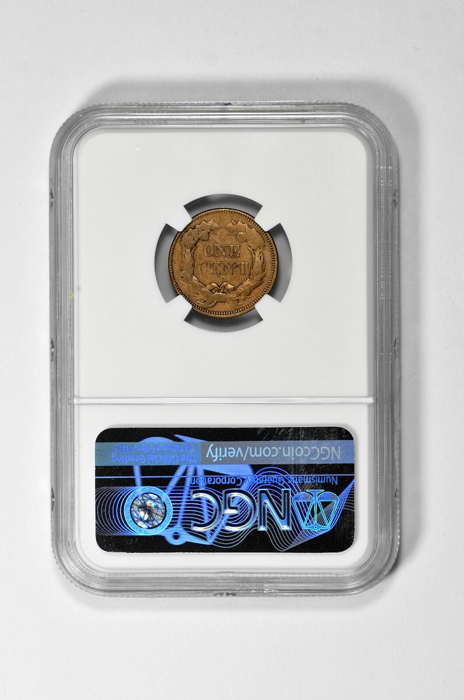 1857 1C Flying Eagle Cent Clashed with 50C Obverse NGC XF 40