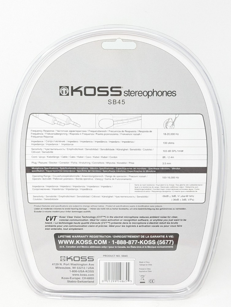 Koss SB45 Communication Headset with Noise-Reduction Microphone - NEW