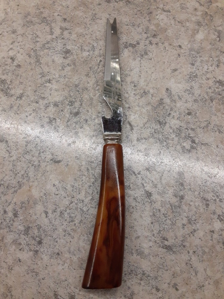 Bakelite Handle Sheffield Serrated Knife Bottle Opener Serving Fork 9"