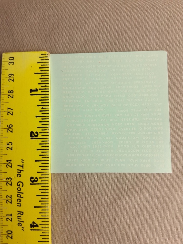 Walthers HO Scale Mixed Rolling Stock Water Slide Decals 5 Partial Sheets White