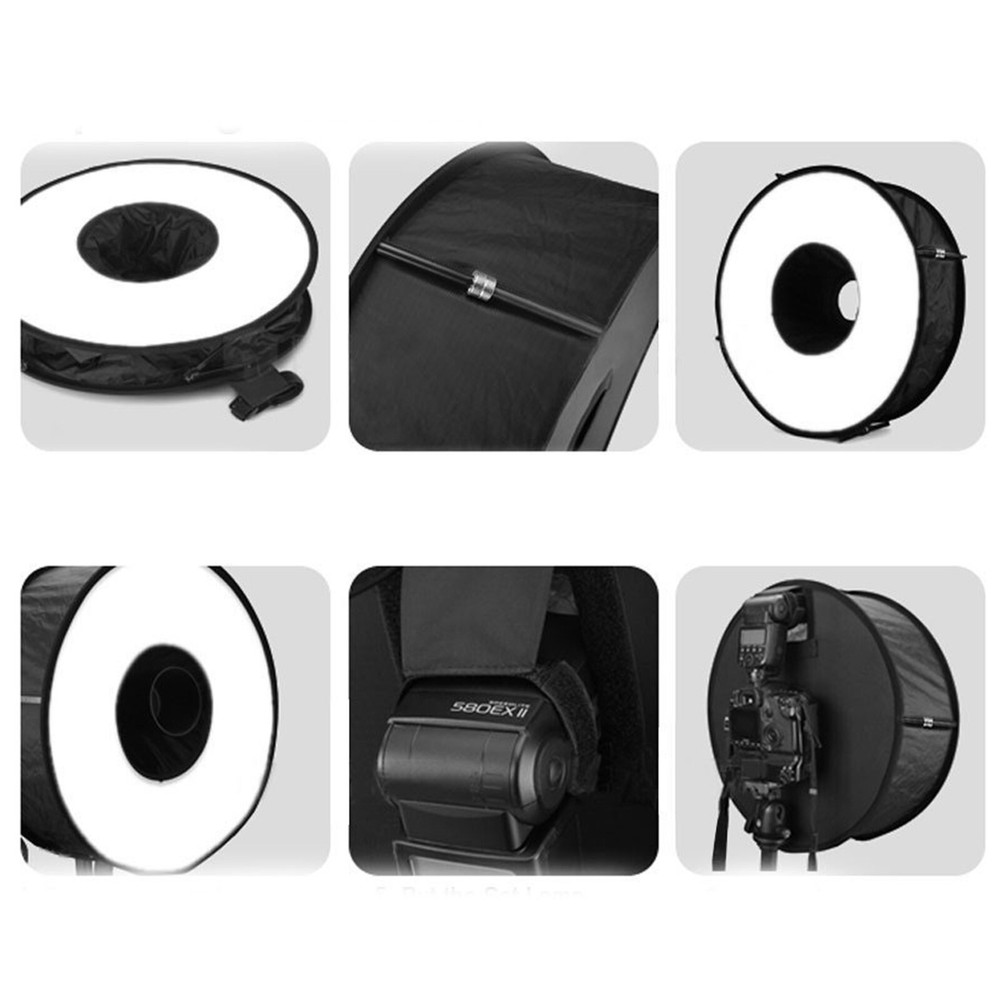 45cm Round Style Macro Portrait Softbox SpeedLite Flash Light Foldable Diffuser