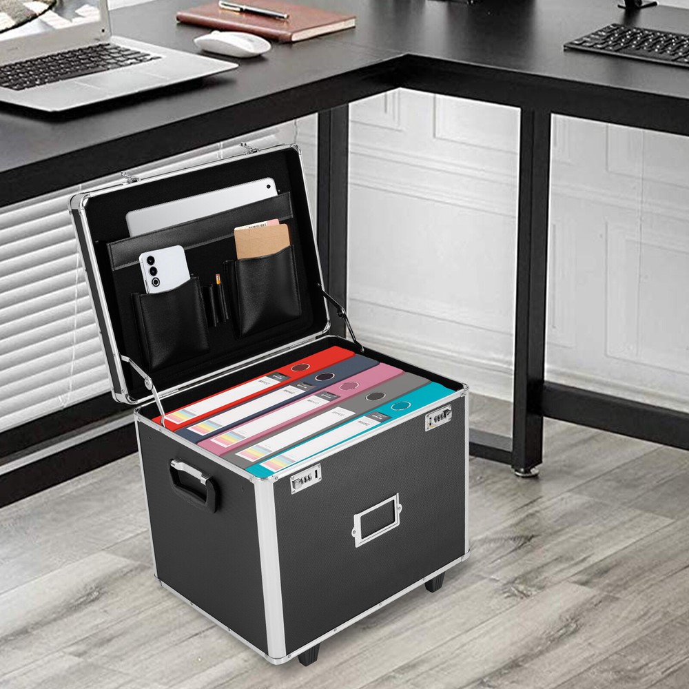 Locking Aluminum Alloy File Organizer Box with Telescoping Handle