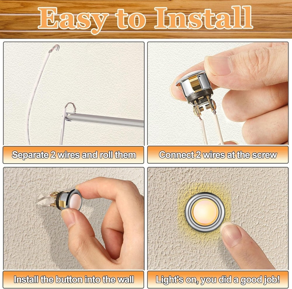 2 Pack Lighted Doorbell Button Replacement, Easy to Install (Silver, Yellow )