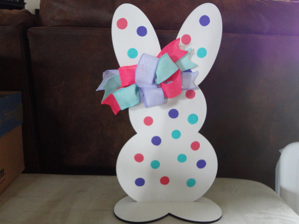 EASTER BUNNY Hand Painted Wooden Easter Decoration