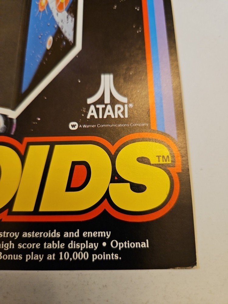 1979 Original ASTEROIDS Atari Arcade Game Brochure Advertising Flyer Authentic