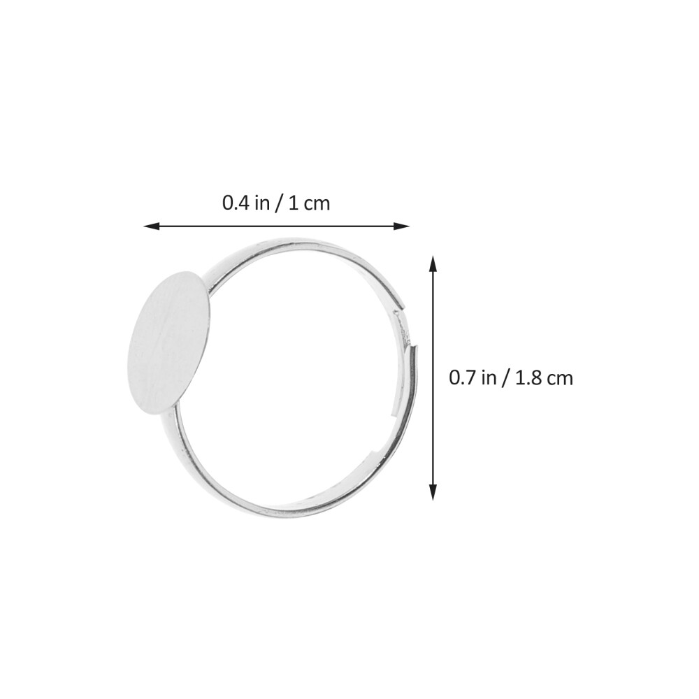 80pcs Adjustable Ring Blanks DIY Ring Base Flat Round Pad Ring Flat Ring Base