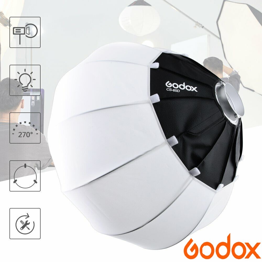 Godox CS-65D 65cm Bowens Collapsible Lantern Globe Shape Softbox + Light Stand