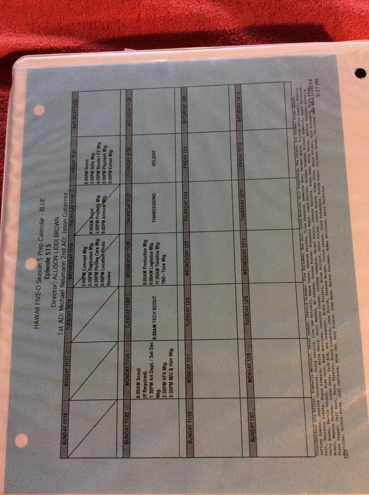 HAWAII FIVE-O ORIGINAL SCRIPT 515 SCHEDULE 2014 E 'IMI PONO DANIEL DAE KIM