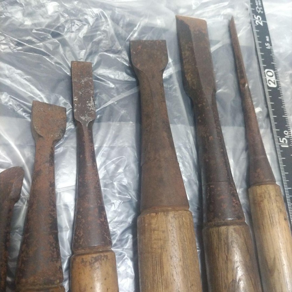 Vintage Japanese Chisel Set Tool 8 Pieces Carpentry