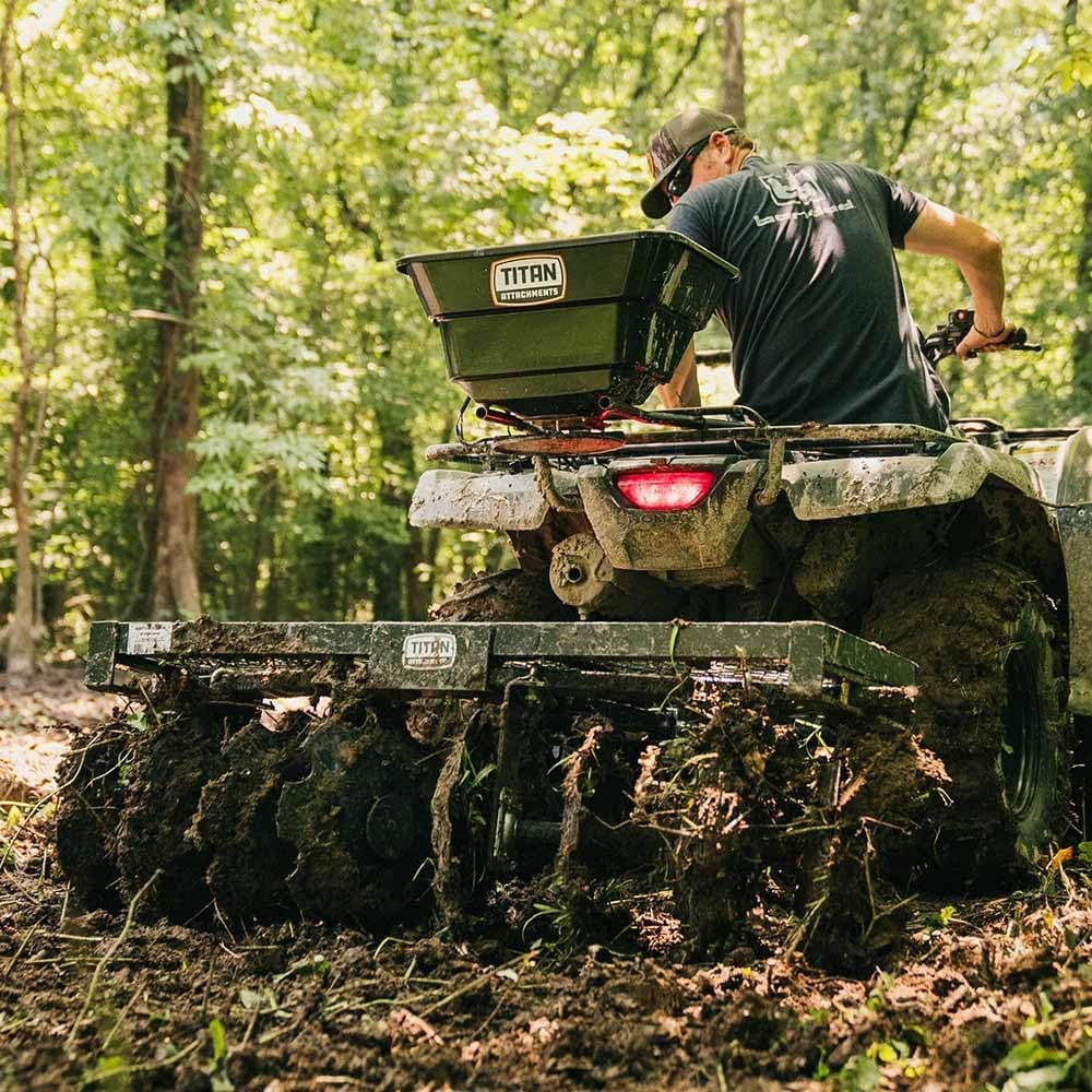 Titan Attachments 12 Volt ATV/UTV Broadcast Spreader, 80 LB Capacity, Poly