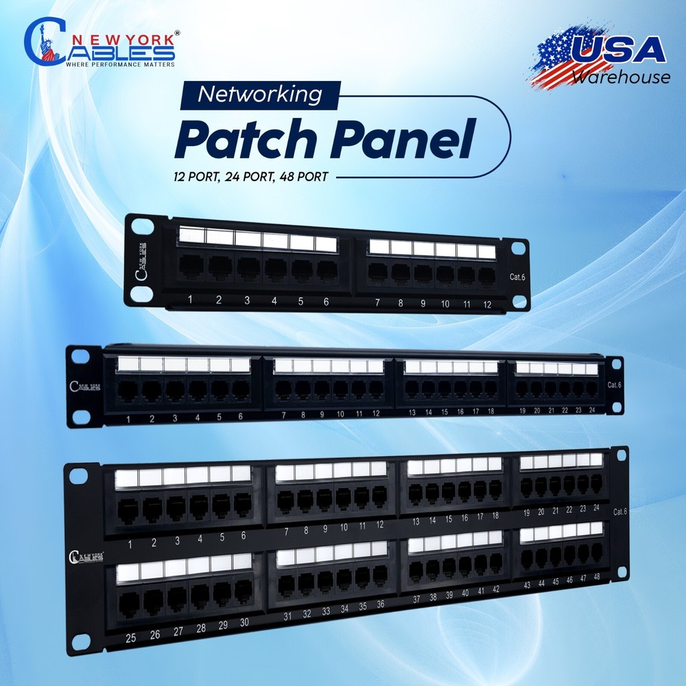 Patch Panel UTP 12/24/48 Port CAT6/5 RJ45 110 Network Surface Wall Mount Bracket