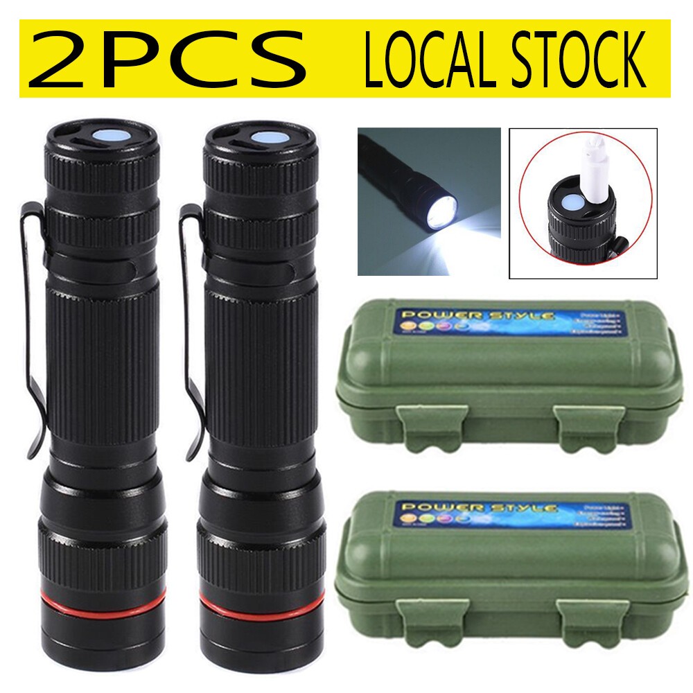 2Pack Rechargeable Mini Flashlight 3 Modes Zoomable Outdoor Torch with Cable