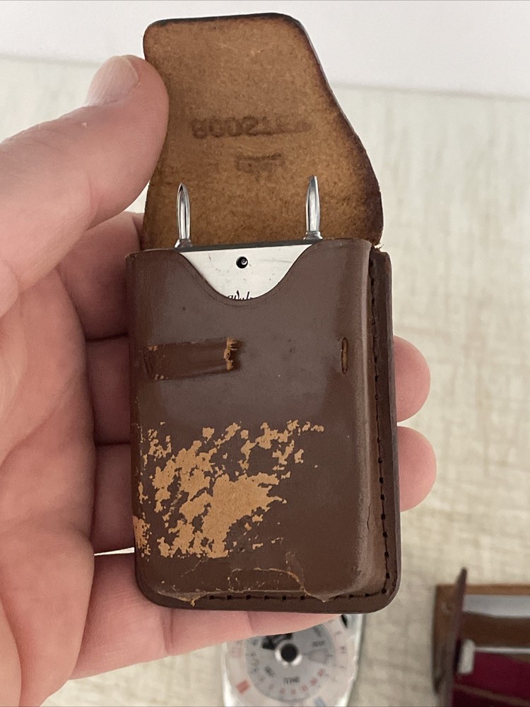 Untested-Vintage Coronet B Light Meter With Booster Attachment With Leather Case