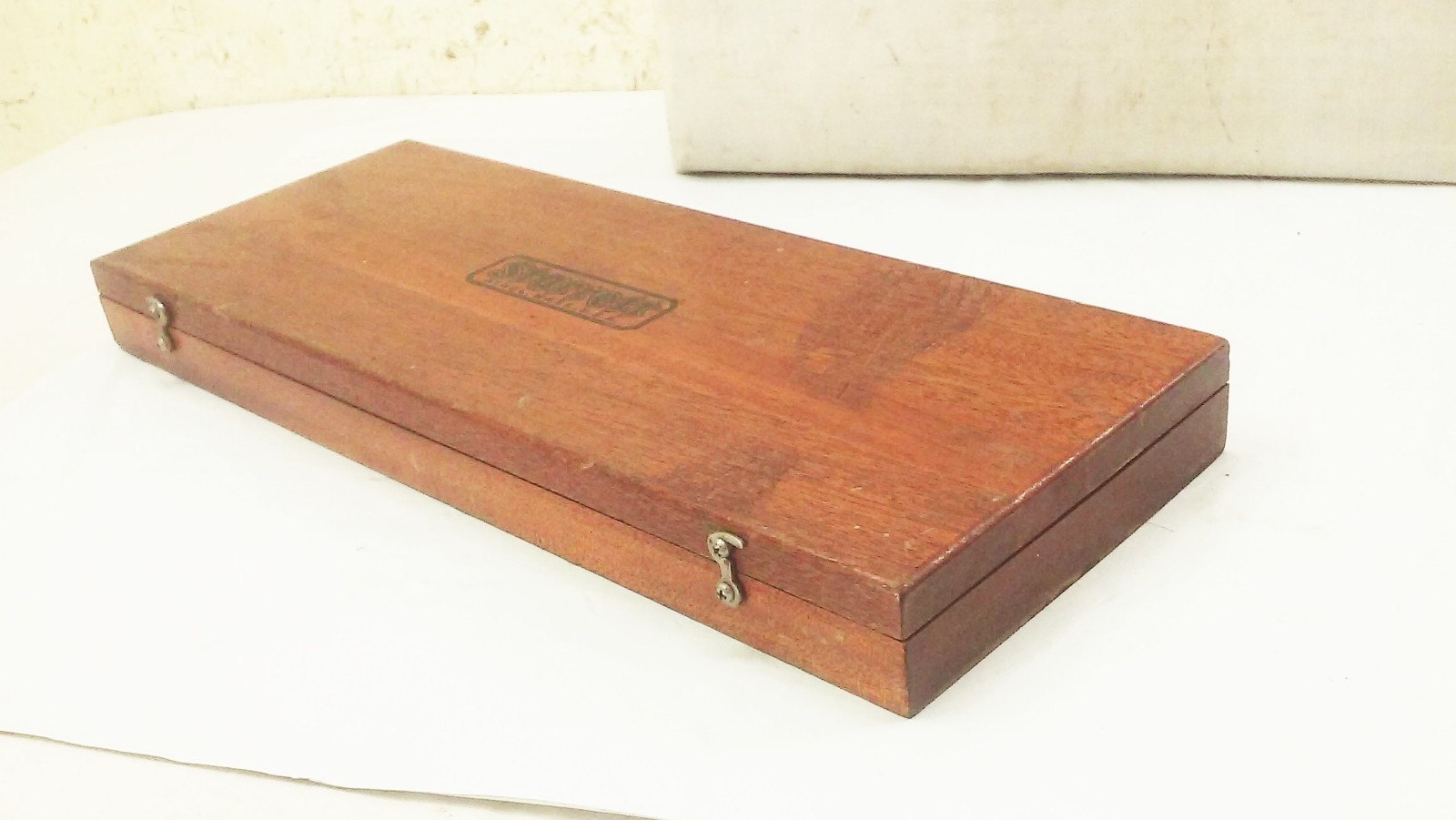 Vtg Starrett no.124 inside micrometer set in wood case 2"-12" machinist USA