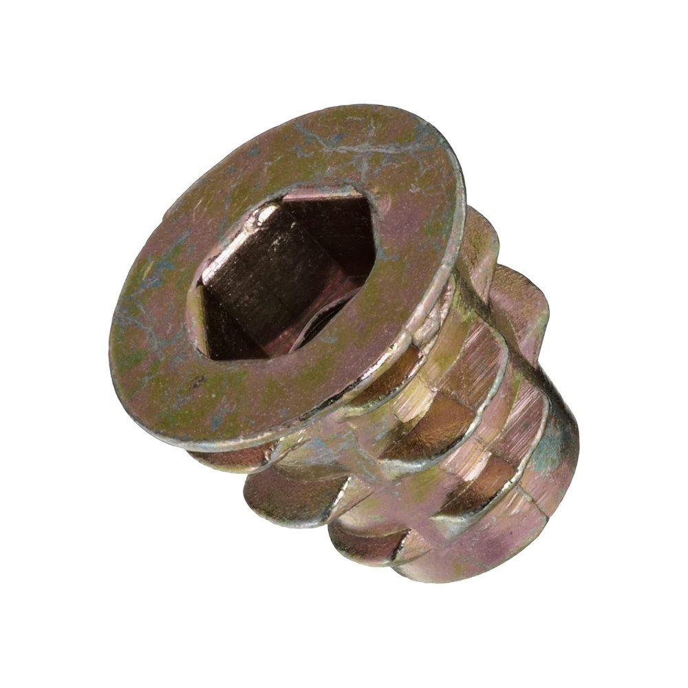 Threaded Insert for Soft Wood, Zinc Hex-Flanged Thread Inserts 10-32 Internal Th
