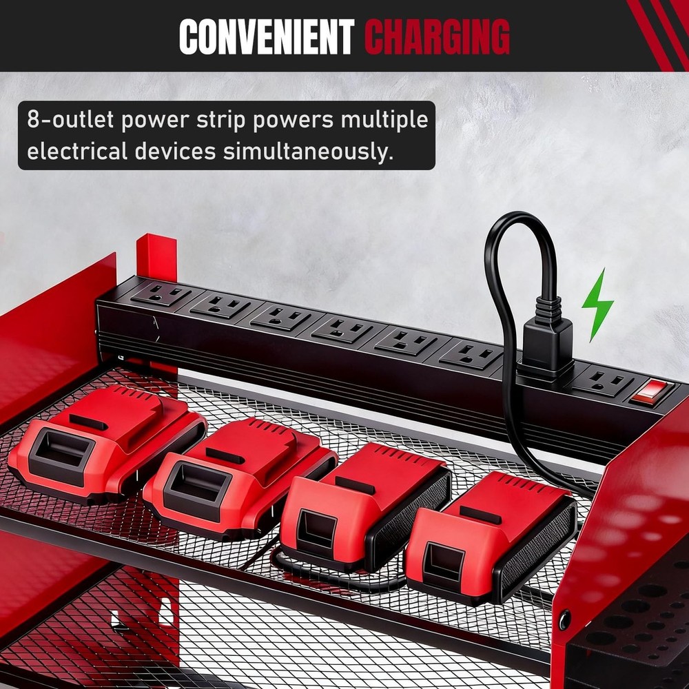Modular Power Tool Organizer Wall Mount with Charging Station, 3-Layer Heavy ...
