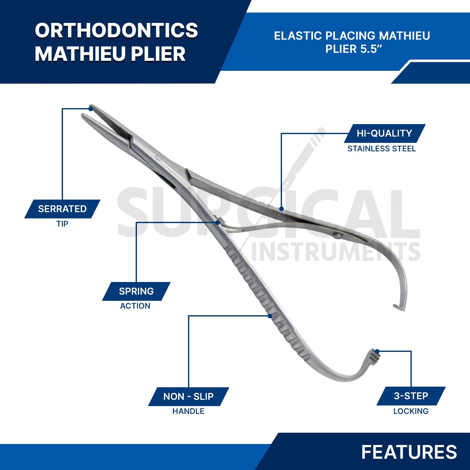 3 Mathieu Plier 5.5" Orthodontic Surgical Dental Instruments