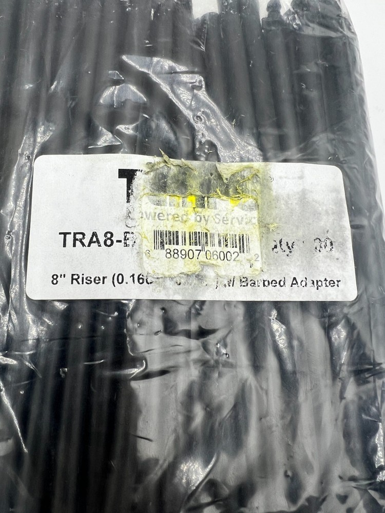 (QTY 100) Tempo TRA8-B 8 Inch Riser W/Barb Adapter Replacement Black